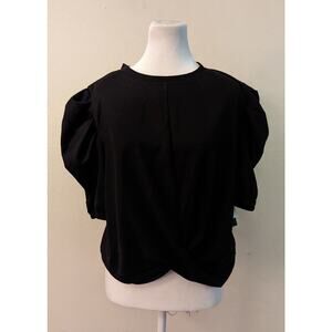 NWT Melrose And Market SZ XL Puff Sleeve 3/4 Sleeve Black Blouse Top K5